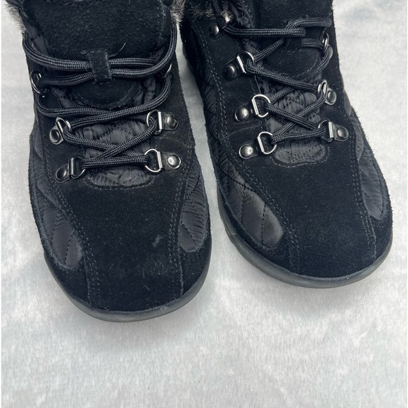 Lands' End Faux Fur Lining Quilted Black Suede Powder Belle Shoe Women’s 9.5B - Picture 3 of 10